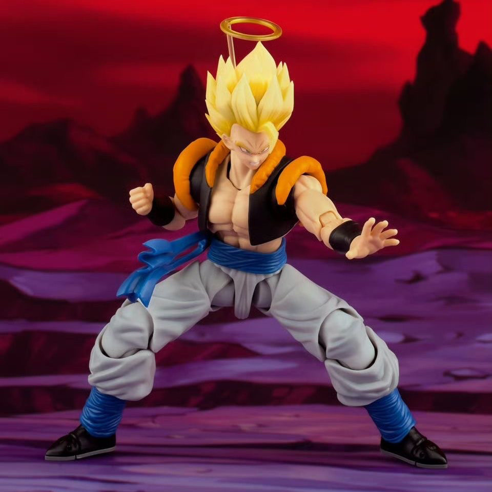 ม้าปีศาจ X Moqi ดราก้อนบอลแบบเคลื่อนย้ายได้ Fit Warrior Hero Waltz (ผมสีเหลือง) Gogeta 3.0 Body