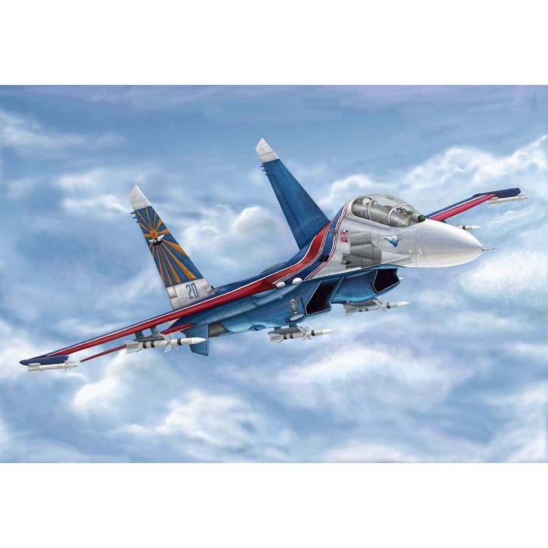 พร้อมสต็อกกว่า 100 จัดส่งฟรี Trumpeter รัสเซีย Su-27UB Guard C Fighter Assembly 1/144 03916