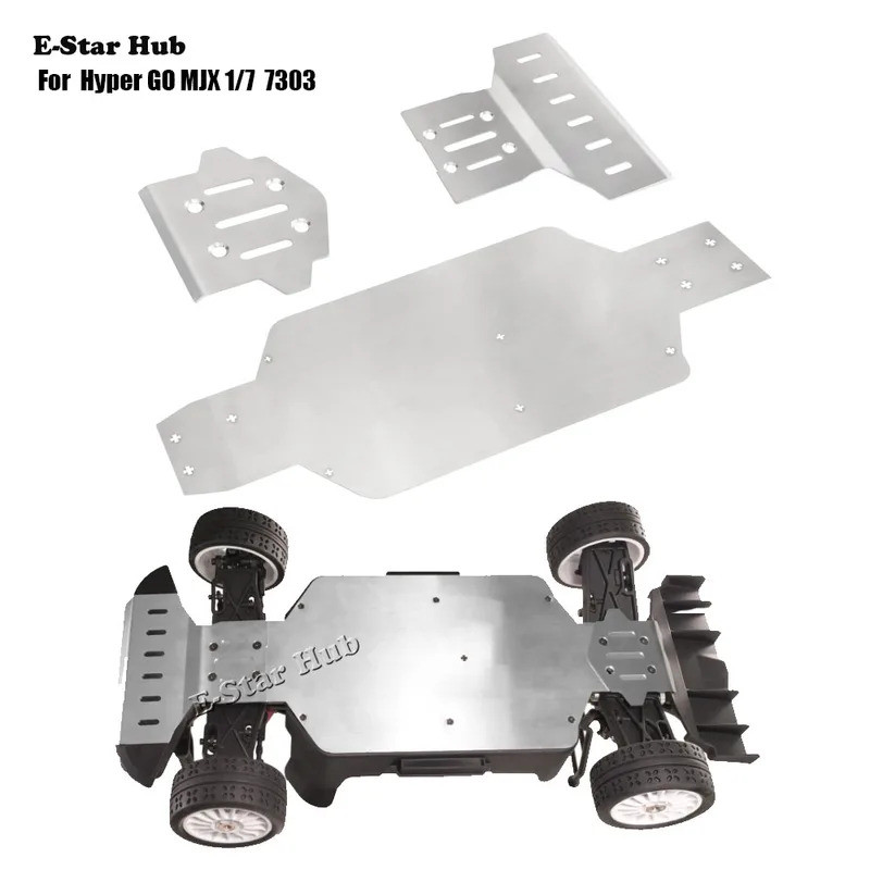 สแตนเลสโลหะกันชนแชสซีเกราะป้องกันแผ่นลื่นไถลสําหรับ Hyper GO MJX 1/7 7303 RC รถอัพเกรด OP อุปกรณ์เสริม