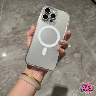 แม่เหล็ก เคสใสกันกระแทก เคสสําหรับไอโฟน11 เคสชาร์ได้ สำหรับ IPhone16 13 15 7Plus 14 12 11 Pro MAX 8 6 7 6S Plus