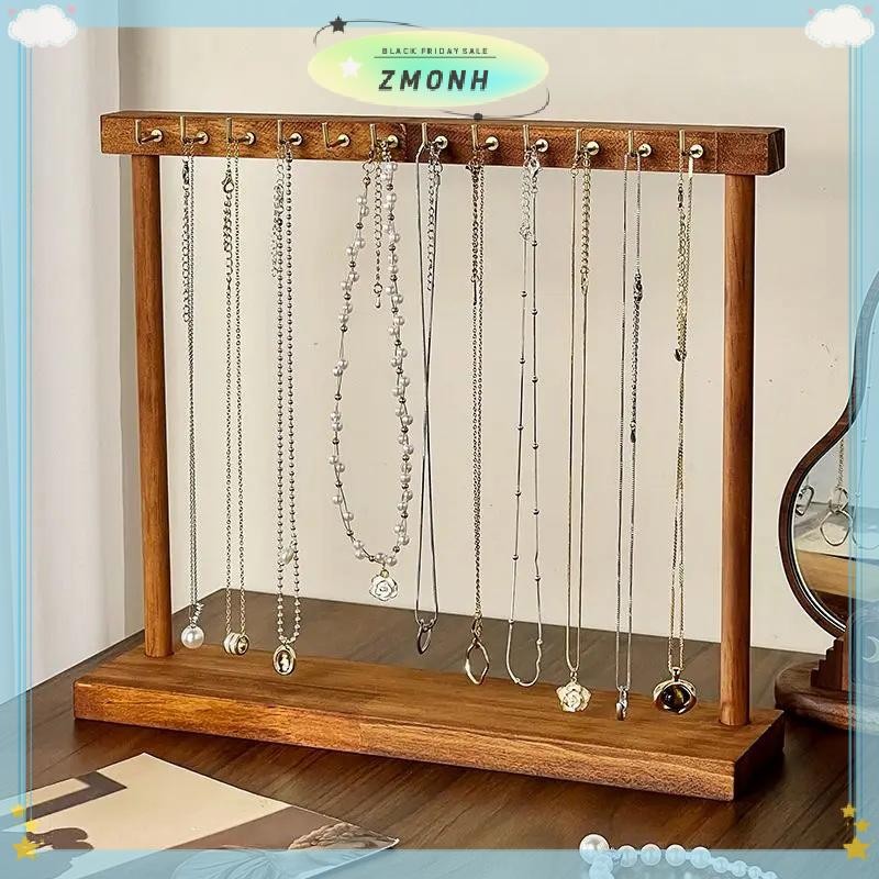 Null เครื่องประดับ Organizer ขาตั้งสร้อยคอไม้แขวนเคาน์เตอร์ Rack สําหรับโซ่ต่างหูสร้อยข้อมือตู้โชว์ช