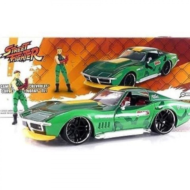 พร้อมสต็อก Jiada 1/24 Street Fighter Series Corvette Sable ZL1 พร้อมตุ๊กตาโลหะผสม Garmi เคลือบรถคอลเ