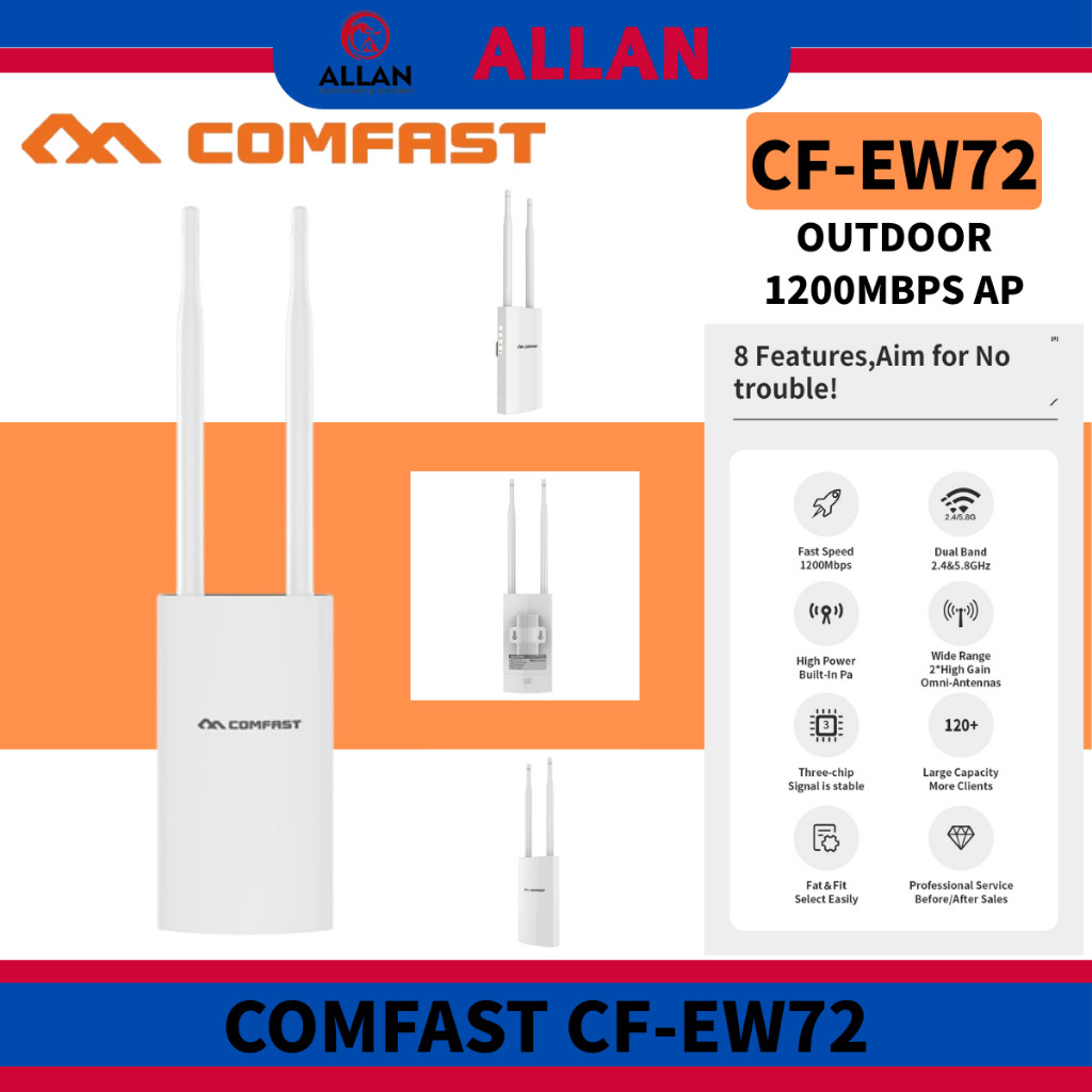 COMFAST CF-EW72 1200Mbps Dual Band Outdoor AP - จุดเชื่อมต่อ Wi-Fi ทิศทาง Omni