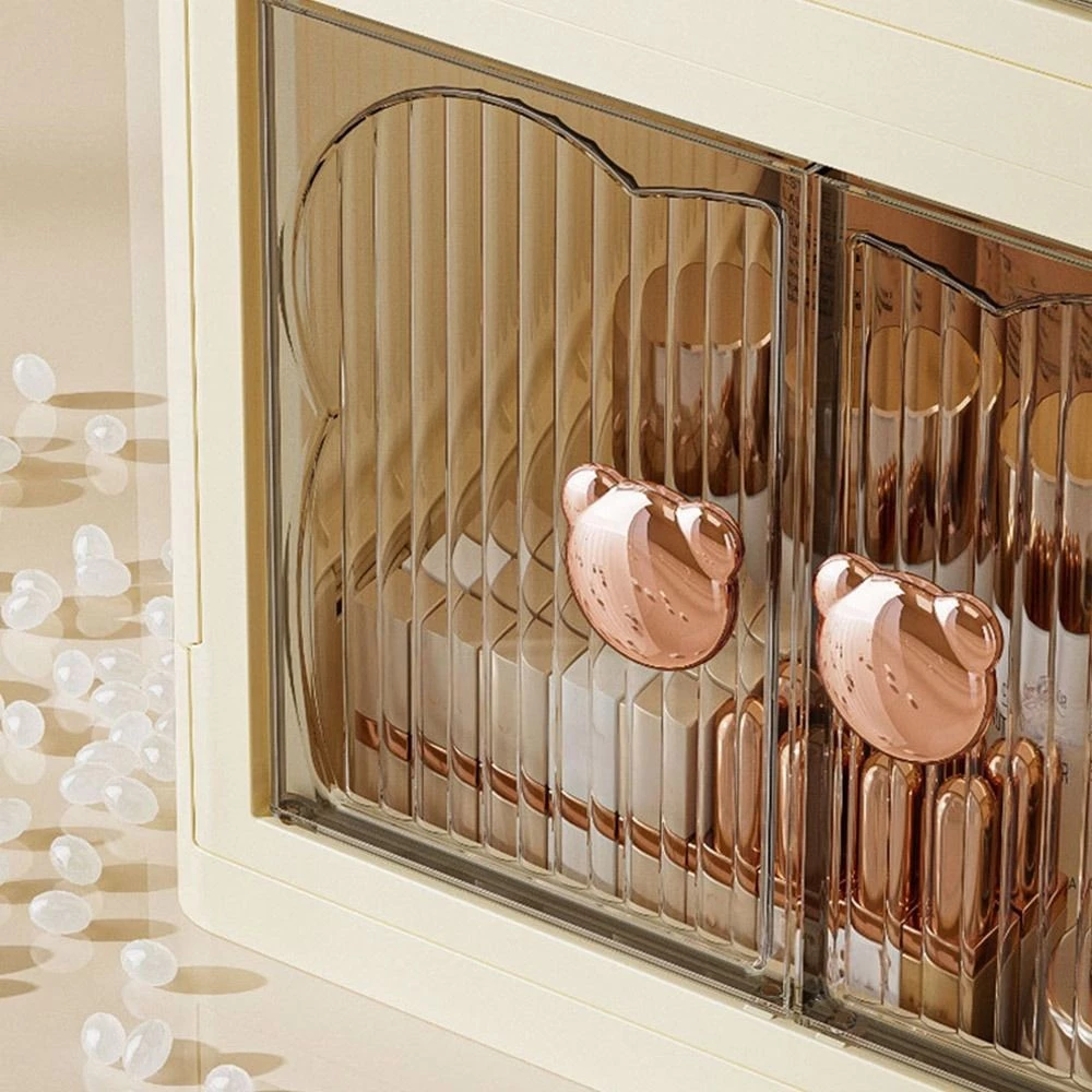 YUMLY Desktop Organizer กล่องเก็บเครื่องสําอางแบบพับได้พลาสติก Simple 2/3 ชั้นตู้เก็บสกินแคร์ความจุขนาดใหญ่ใช้ในบ้าน thumbnail 5