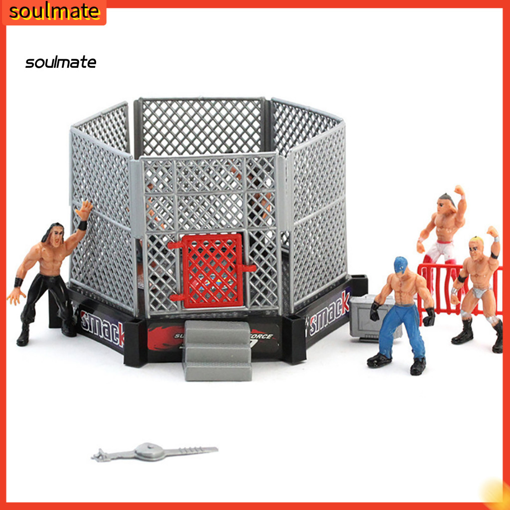 โซลเมท| 1 ชุด Wrestling Playset ที่สมจริง DIY Mini Wrestling Action Figure Play ชุดสําหรับเด็ก