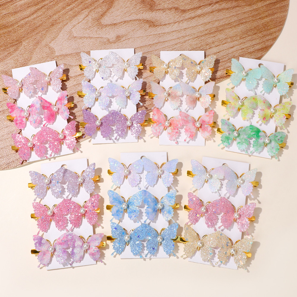 ตัวหนีบผมลายผีเสืء 6 ชิ้น สีสันสดใส สำหรับผู้หญิง พร้อมสไตล์ Bowknot และ Barrettes