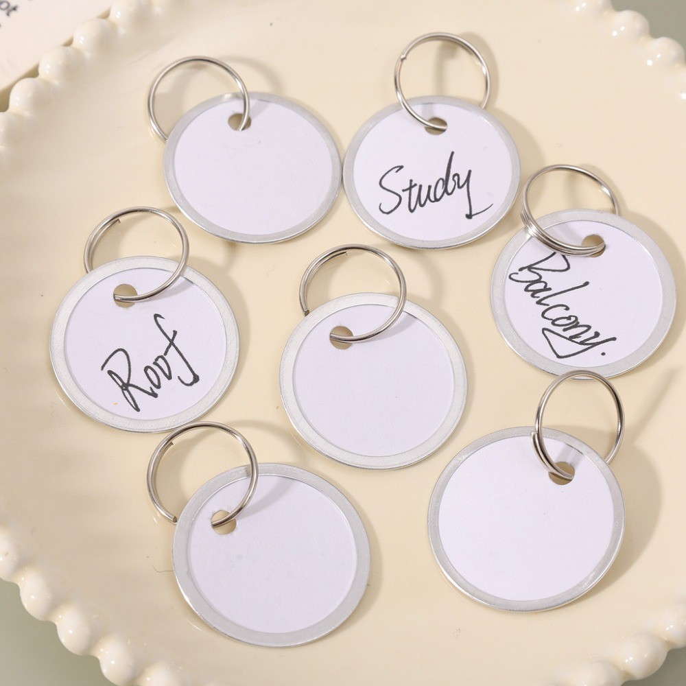 10/30/50PCS Bulk Writable Key Tags ชุด-ป้าย ID โลหะกลมสําหรับคีย์/กระเป๋าเดินทาง,อลูมิเนียม-กระดาษ Hybrid Design ที่ถอดออกได้พวงกุญแจแหวน ราคา ถูกที่สุด ดีลบีเคเค แกลเลอรีภาพที่ 7