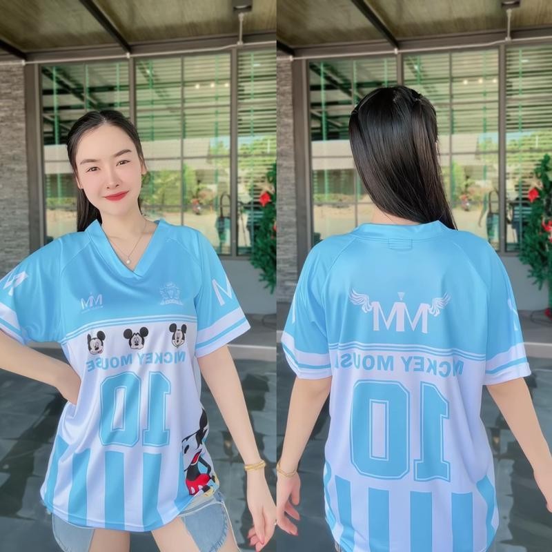 เสื้อเชิ้ต คอปก มิกกี้ V14 LXL2XL สำหรับผู้หญิงและผู้ชาย ไม่มีกางเกง