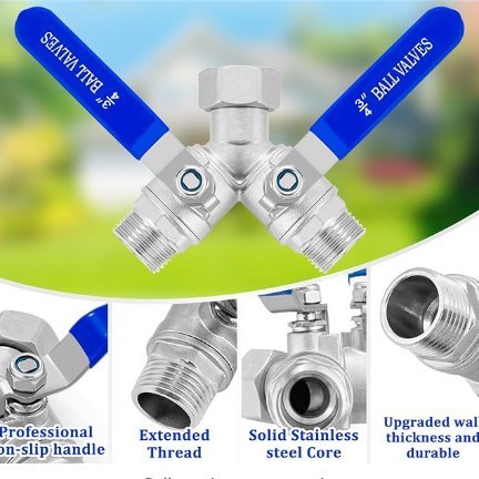 American Standard Stainless Steel Y-Type Three-Way Valve 3/4 "GHT Two-Way Connection Valve Live Cap 