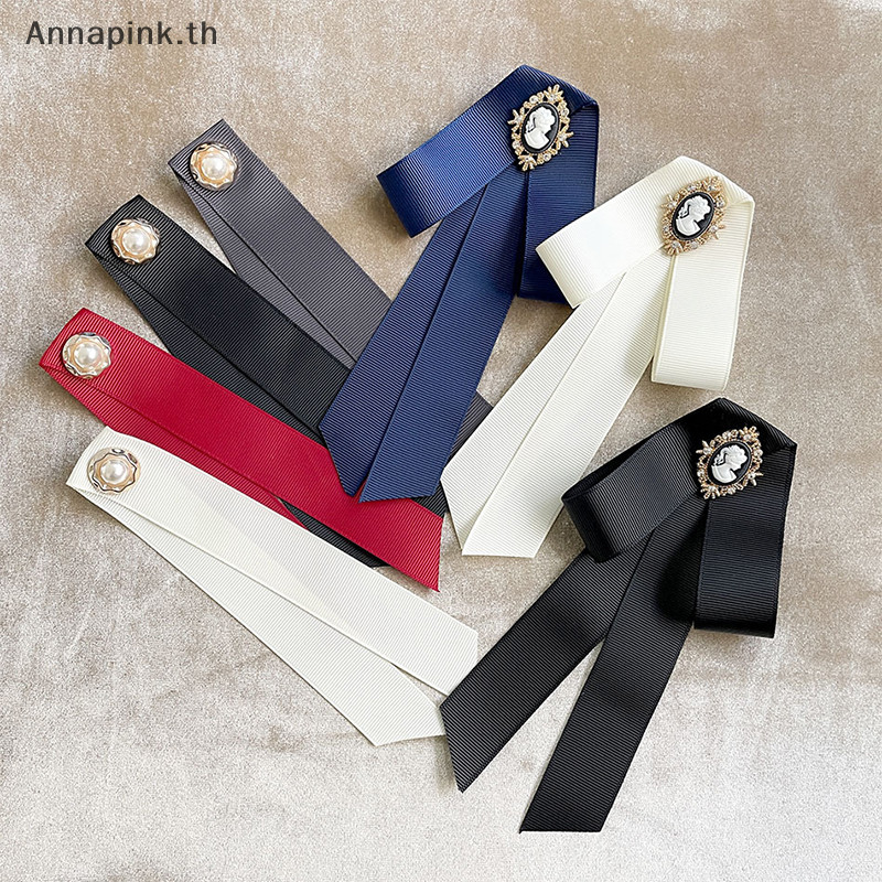 Annapink.th ผู้หญิงใหม่ริบบิ้น Bow Tie ความงามโบว์เข็มกลัดเสื้อคอ Pin เข็มกลัด Bowknot เสื้อ Bow Tie Corsage Pin อุปกรณ์เสริม EN