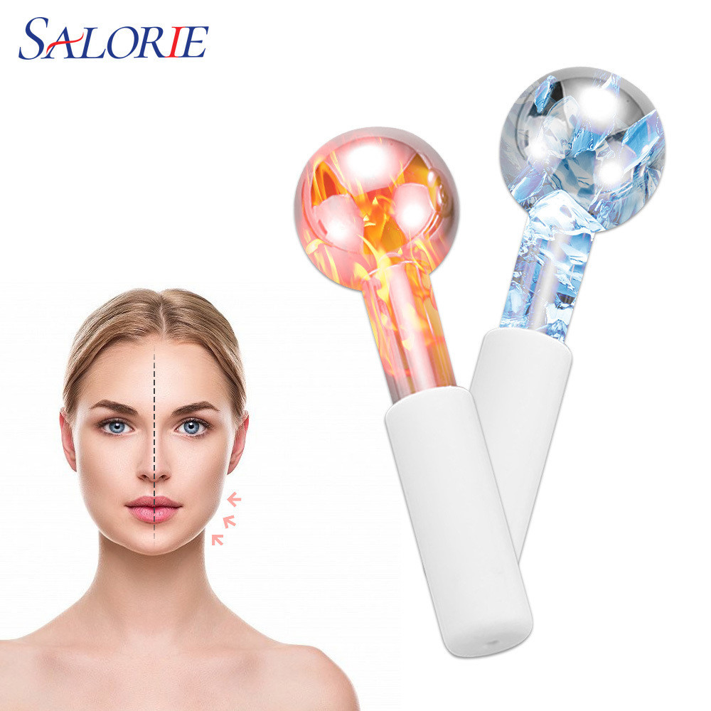 Salorie 2PCS Ice Roller สแตนเลส Ice Globes Face Contour Cooling PuffinessTighten รูขุมขนไซนัสบรรเทาเครื่องนวดหน้า