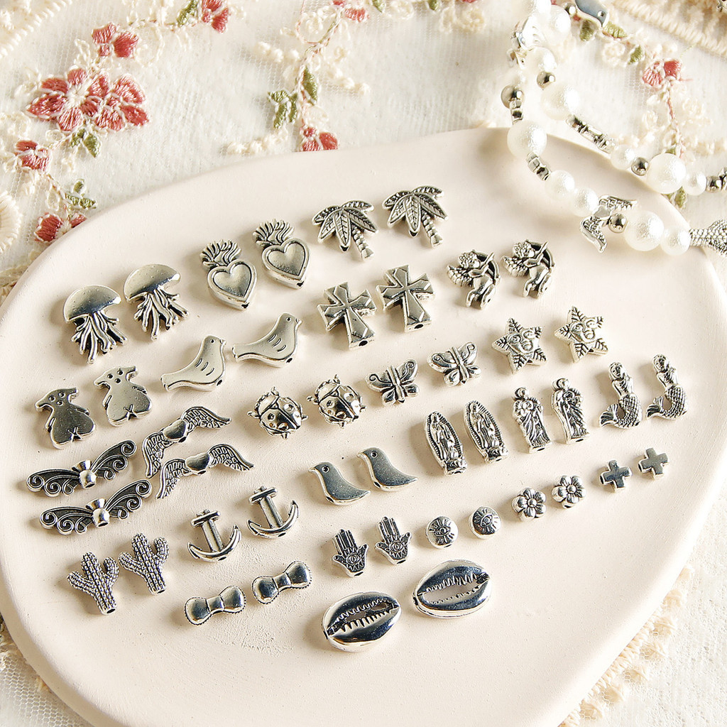 Y2K Retro Distressed Alloy Angel Anchor Cross ลูกปัด diy อุปกรณ์เสริมมือลูกปัดสร้อยคอสร้อยข้อมือวัสดุ ZAGX