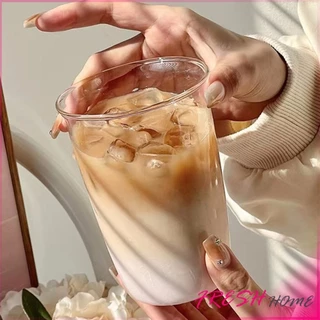 Fresh ถ้วยแก้วใส่เครื่องดื่ม ขนาด 300ML 400ML สําหรับใส่นม กาแฟ น้ําผลไม้ glass coffee mug