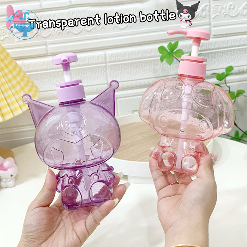 [trysingoin] 500ml Hello Kitty ขวดสบู่กลิตเตอร์ใสน่ารัก Kuromi Melody แชมพูอาบน้ํานมขวดย่อยโลชั่นกดขวด TH