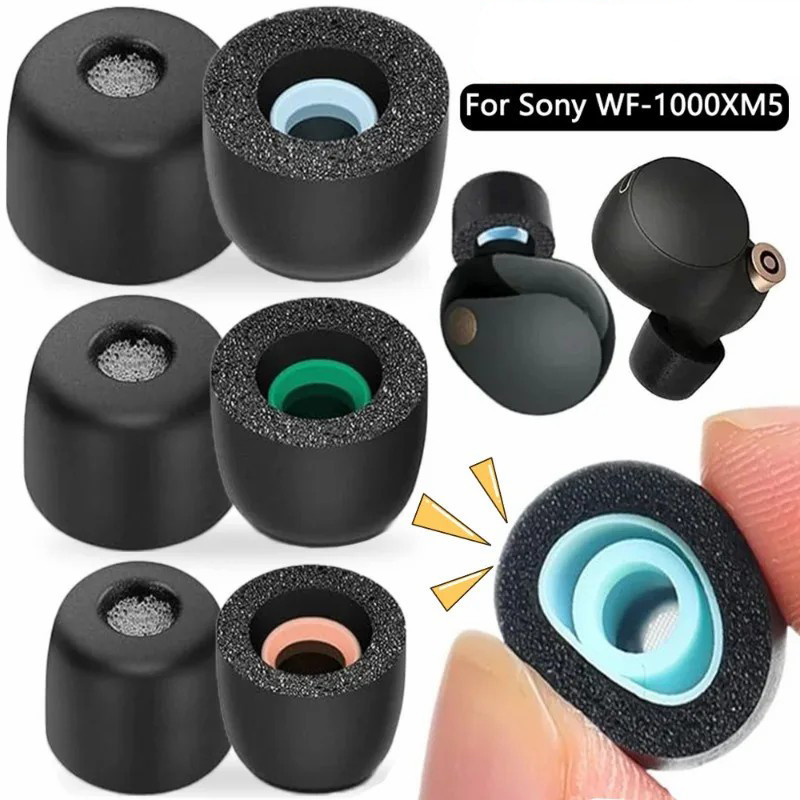 SONY จุกหูฟังโฟมหน่วยความจําซิลิโคน 1 คู่ - ฝาครอบหูฟังป้องกัน - จุกหูฟังทดแทน - หูฟังเคสป้องกันการส