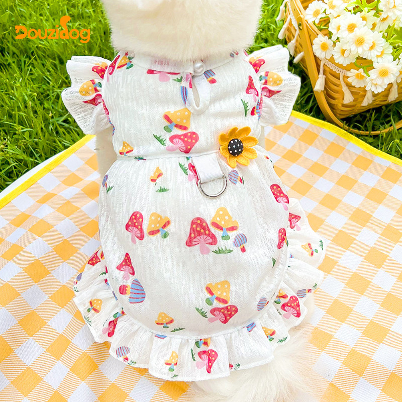 สัตว์เลี้ยง Corgi สุนัขแมวการ์ตูน Traction Out เห็ด Love ฤดูร้อน Breathable ชุด
