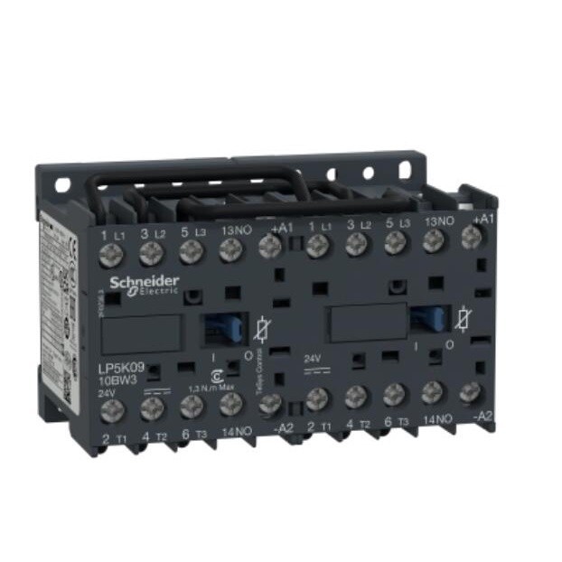 ✲LP5K0910BW3 LP5-K0910BW3 reversing Contactor, TeSys K, 3P, AC-3/AC-3e,440V 9A, 1NO, 24V DC low cons