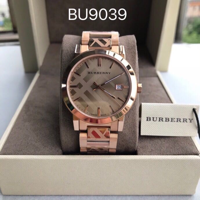 นาฬิกากันน้ำ Burberry BU9039 BU9146 BU9235 26mm 34mm 38mm Burberry Rose Gold-tone Dial เหล็กกล้าไร้ส