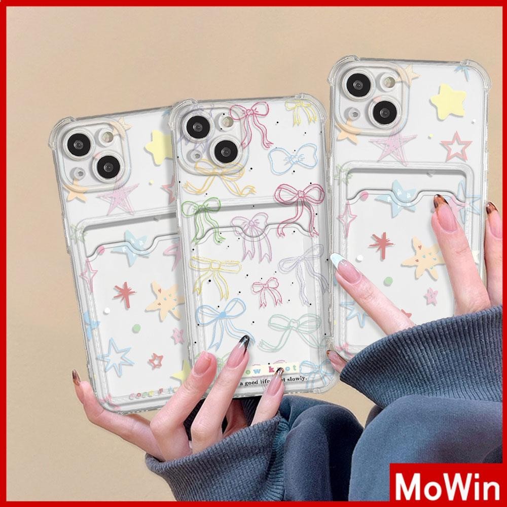 Mowin - สำหรับ iPhone 15 Pro Max iPhone 11 Case Card Case TPU Soft Clear Case CardStorage ถุงลมนิรภั