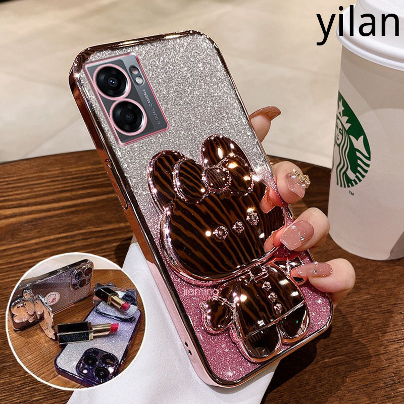 เคส Oppo A57 2022 A77 A77s กระจกเงา แฟชั่นแววผง ชุบ ซิลิโคนนุ่มกรณีกระต่ายน่ารักกรณีโทรศัพท์หลักฐานตก เคสโทรศัพท์ Oppo A57 2022 A77 A77s