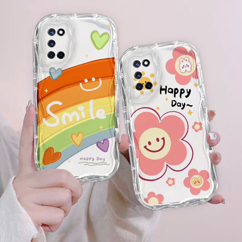 เคส OPPO A52 OPPO A92 ครีมเคสโทรศัพท์โปร่งใสดอกไม้การ์ตูน Softcase ซิลิโคนกันกระแทก Protector Cover ดีไซน์ใหม่ PHSFX1