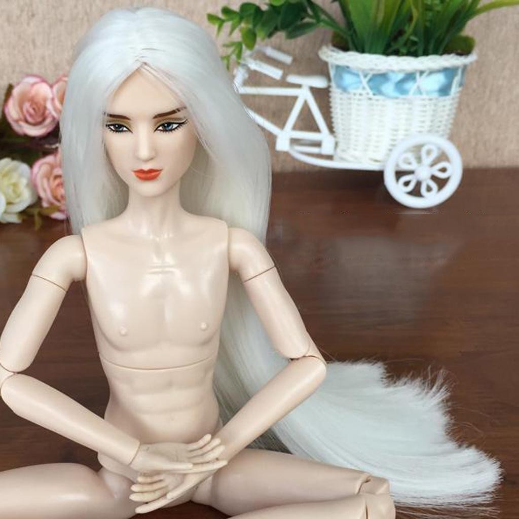 [Tachiuwa21] ผมขาวชายแต่งหน้าร่วมส่วนตุ๊กตาสําหรับ 1 / 6 BJD แฟน DIY
