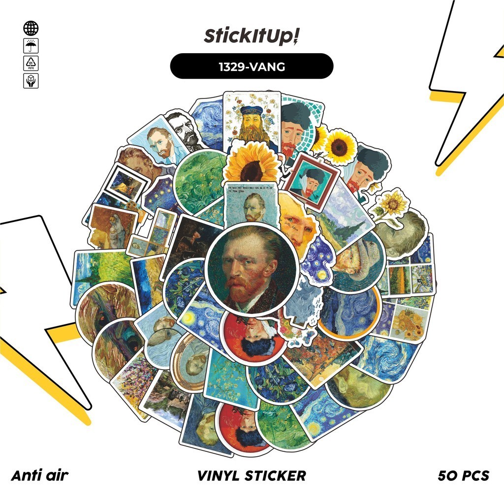 100 ชิ้นสติกเกอร์แพ็ค Van Gogh Art Q-2 Mini ไดอารี่คู่มือน่ารักความงามไวนิลกันน้ําสําหรับ Freebies ส