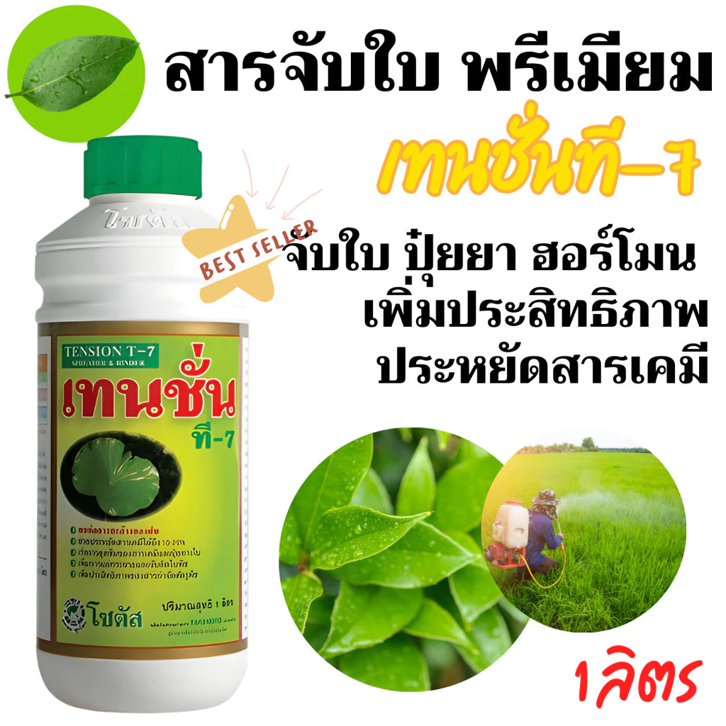 [1ลิตร] ยาจับใบ เทนชั่น ที-7 สารเพิ่มประสิทธิภาพของสารป้องกันกำจัดศัตรูพืช 1 ลิตร สารจับใบ น้ำยาจับใบ