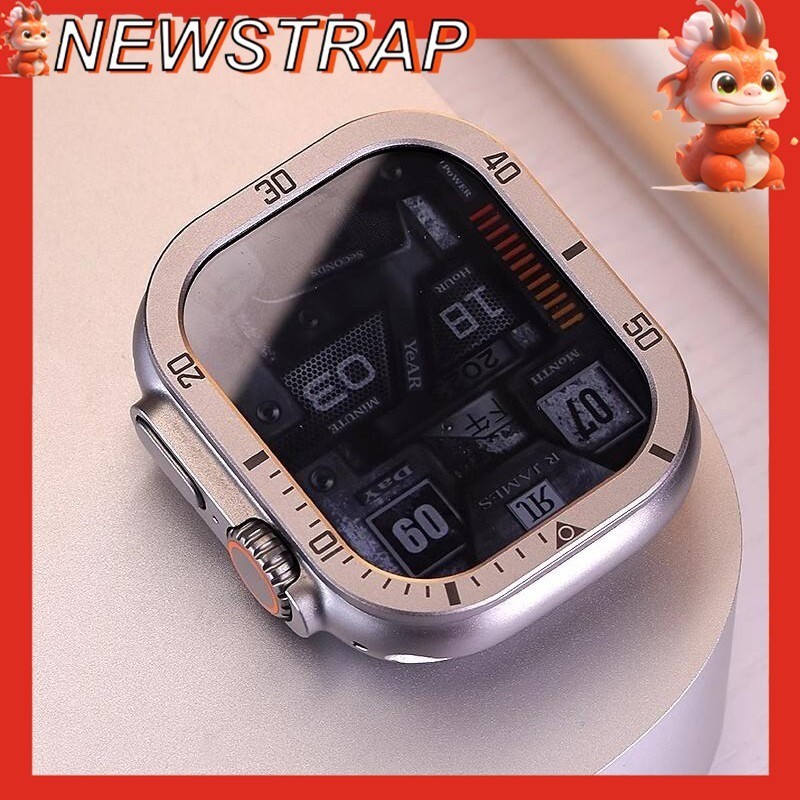 ป้องกันหน้าจอสําหรับ apple Watch 49 มม.กรอบโลหะพิเศษ Anti-Scratch กรอบกระจกนิรภัยฟิล์มสําหรับ apple Watch Ultra2 49 มม.