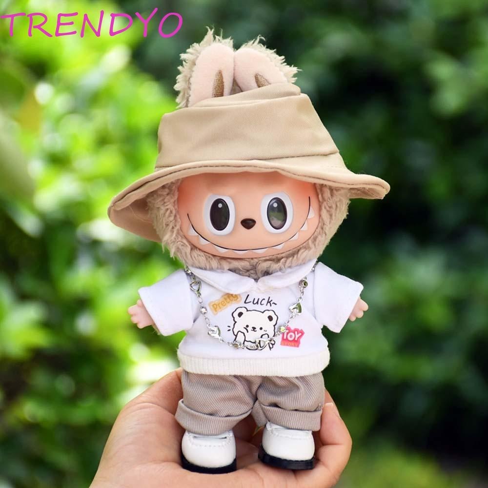 Trendyo 17 ซม. Labubu Time เสื้อผ้า, เสื้อผ้าตุ๊กตาของเล่น 17 ซม.เสื้อผ้าตุ๊กตาผ้าฝ้าย, แฟชั่นแขวนกางเกงน่ารักตุ๊กตา Mokoko ตุ๊กตา Plush เสื้อผ้าเด็กผู้หญิงของเล่น