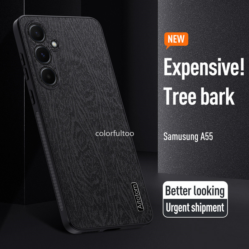 หรูหรา Tree Grain หนังปลอกอ่อนสําหรับ Samsung Galaxy A55 A35 A15 15 4G 5G Matte Textured Soft TPU ซิลิโคนเคสโทรศัพท์กันกระแทกฝาหลังสําหรับ SamsungA55 5G