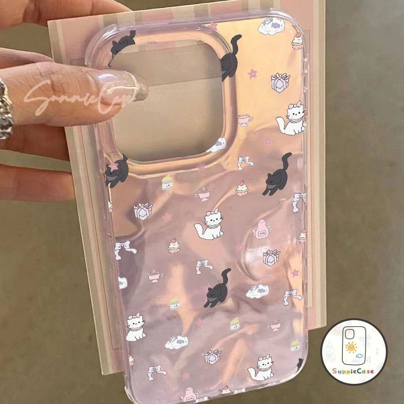 แมวน่ารักลูกอมสีการ์ตูนดูเดิล เข้ากันได้กับ IPhone X XR XS Max 16 14 7 15 8 6 6s Plus 14 13 15 12 11 Pro Max คสสำหรับ