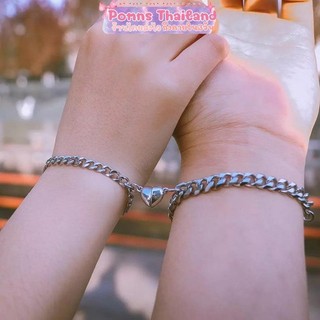 ได้ 2 ชิ้น สร้อยข้อมือ กําไลข้อมือคู่รัก แม่เหล็กรูปหัวใจ 1 คู่ ของขวัญ เครื่องประดับผู้หญิงและผู้ชาย B69 / B84