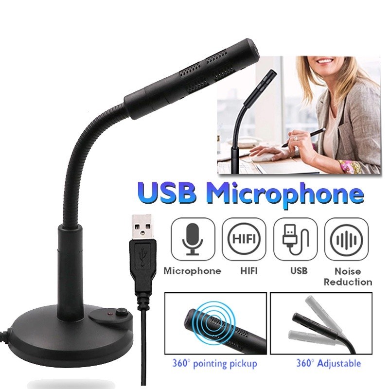 ไมโครโฟน USB 3.5 มม. คอมพิวเตอร์เดสก์ท็อป Plug&Play ไมโครโฟน Omnidirectional สําหรับแล็ปท็อป Online Class