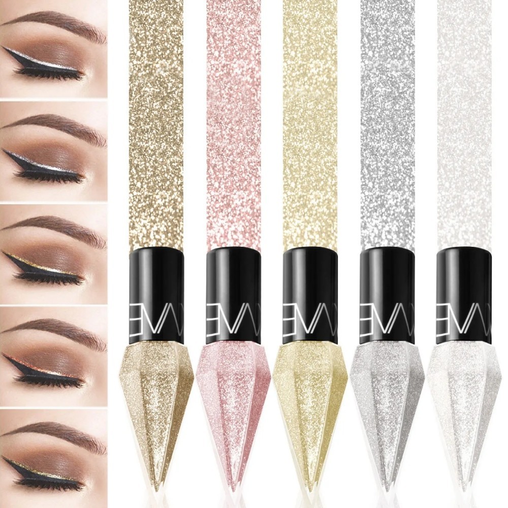 Diamond Glitter Liquid Eyeliner - Brighten, Smooth, Long Lasting - Silkworm Shadow Eyeliner Pen - Sequins Eyeshadow Liquid - Shiny Eye Liners - Waterproof Eye Shadow Makeup
