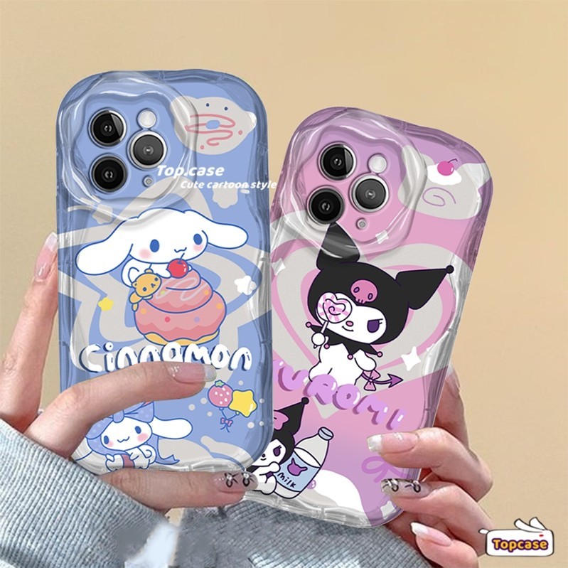 ปลอกเข้ากันได้สําหรับiphone 15 14 13 12 11 Pro Max X Xr Xs 8 7 6 Plus SE 2020 การ์ตูนKuromiกันกระแทก3Dขอบคลื่นเคสโทรศัพท์ปกอ่อน
