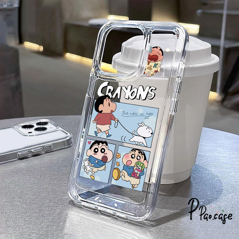 การ์ตูนสีเทียนสีชินชานพาสุนัขนอนหลับเคสเข้ากันได้กับ IPhone 11 15 7Plus 13 XR X 14 Pro Max XS Max 14 7 8 15 Plus