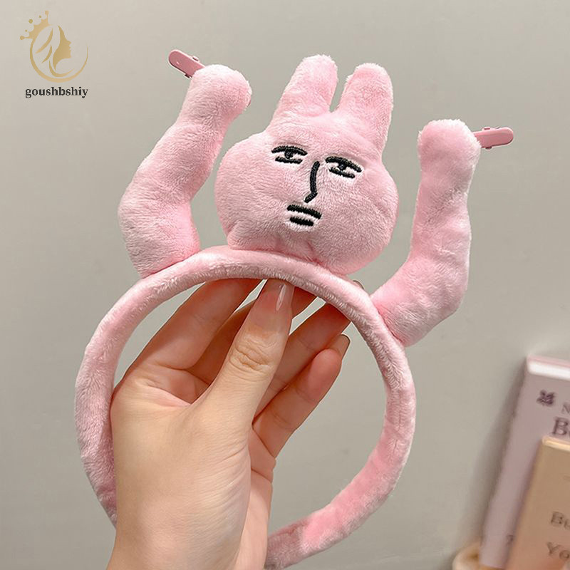 [goushbshiy] Kawaii กระต่ายสีชมพู Plush Creative Fun Grip Bangs น่ารักภาพตกแต่งผมวง Headdress TH