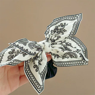 สาวหวานดอกไม้พิมพ์ Bowknot Hair Ties ริบบิ้น Scrunchies Headwear เครื่องประดับผม