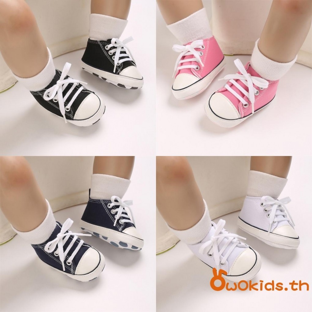 Grao-baby Girl Boy High Top Shoes Solid Color First Walking Shoes รองเท้าผ้าใบลําลองสําหรับฤดูใบไม้ผลิฤดูใบไม้ร่วง
