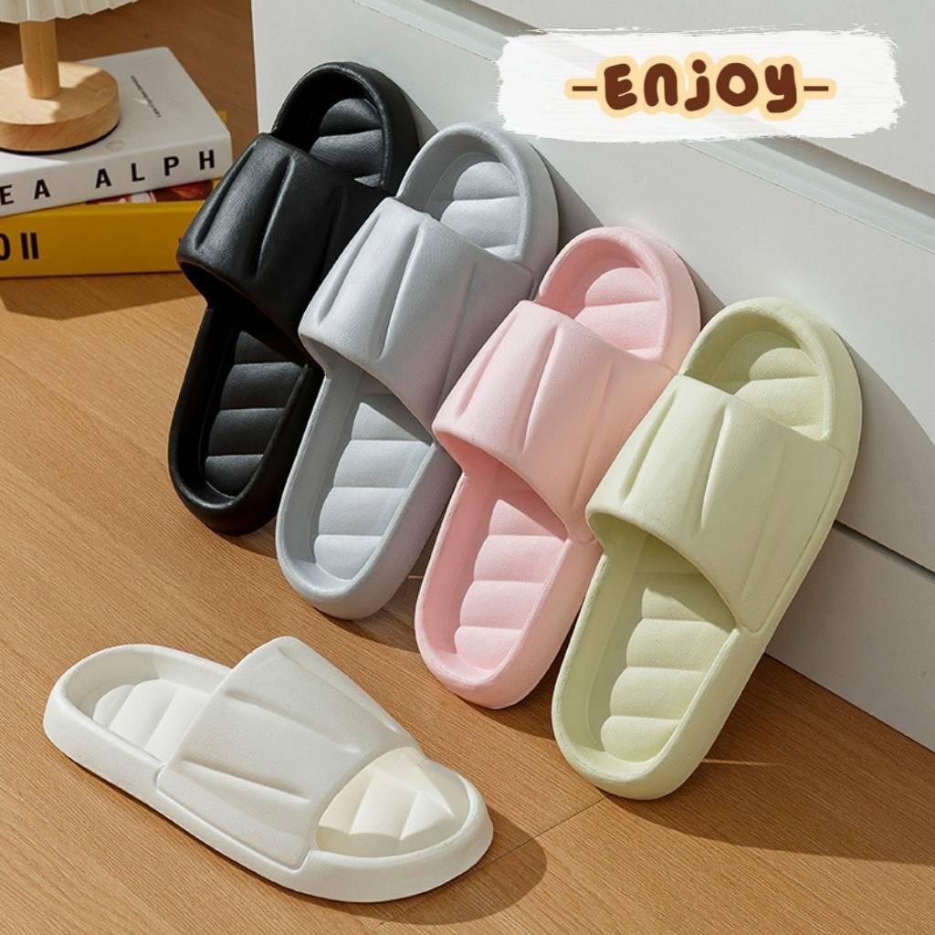 🍓EnJoy🍓 พร้อมส่ง (LT-Cloud)รองเท้าแตะมินิมอลส้นหนา ลายเมฆ ใส่ได้ทั้งผู้ชายผู้หญิง กันน้ำกันลื้น