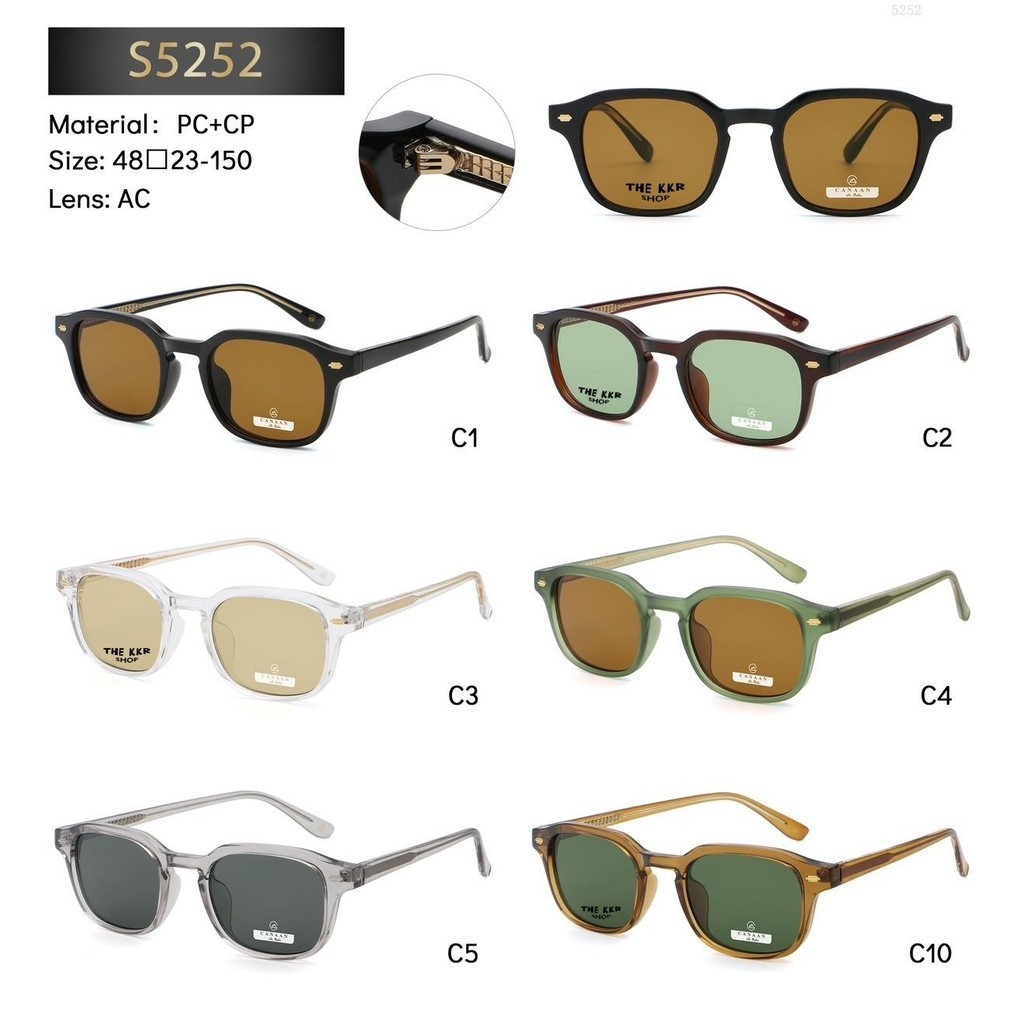 CANAAN Sunglasses แว่นกันแดดสไตล์วินเทจ S5252 ปกป้องดวงตาจากแสงแดดแบรนด์แท้ ถนอมสายตา