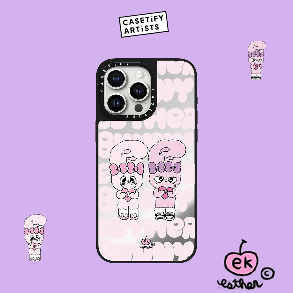 สีชมพูหูใหญ่กระต่าย Hard Mirror เคสโทรศัพท์สําหรับ IPhone 15 ProMax 15Pro 15 14 13 12 11 Pro Max กรณีห่อกันกระแทก Matte frosted ด้านหลังอะคริลิค