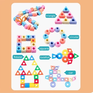 GeeToy ลูกปัดปักหลักสายรุ้งลูกปัดที่มีสีสัน มอนเตสซอรี การร้อยเชือก ของเล่นเพื่อการศึกษาเด็กทารกเด็กวัยหัดเดินก่อนวัยเรียนเด็กการฝึกอบรมของขวัญ