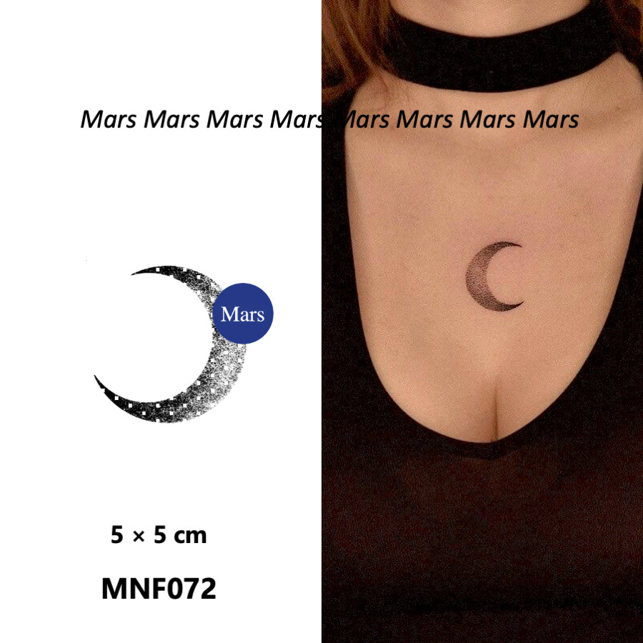Mars Tattoonew Technology Magic ติดทนนาน 2 สัปดาห์ รอยสักกึ่งถาวร รอยสักชั่วคราว สติ๊กเกอร์รอยสัก รอยสักปลอม ดวงจันทร์ MNF072