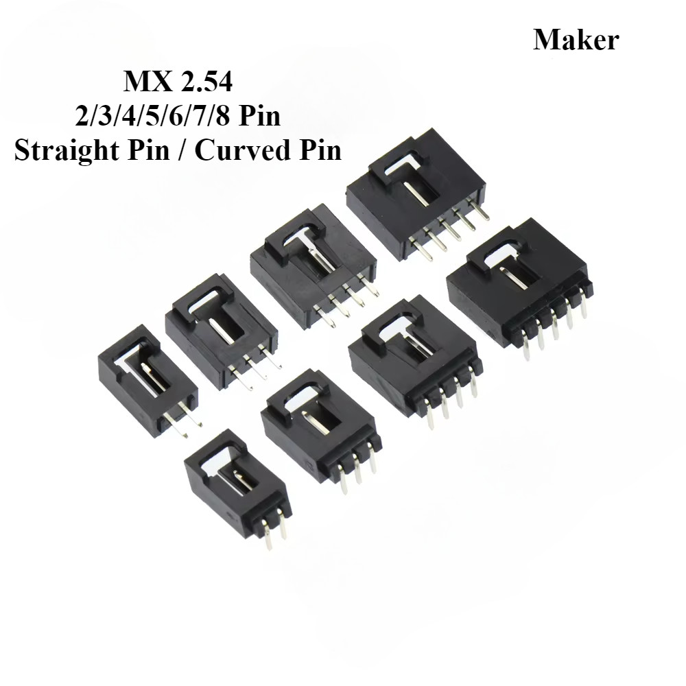 10 ชุด MX2.54 Dupont Connector 2/3/4/5/6/7/8Pin พร้อมเข็มขัดหัวเข็มขัดเดี่ยวแถว 2.54 มม.ตรง Pin โค้ง