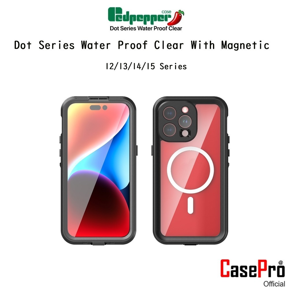 Redpepper Dot Series Water Proof Clear Magnetic เคสกันกระแทกและกันน้ำเกรดพรีเมี่ยม เคสสำหรับ iPhone12/13/14/15Series
