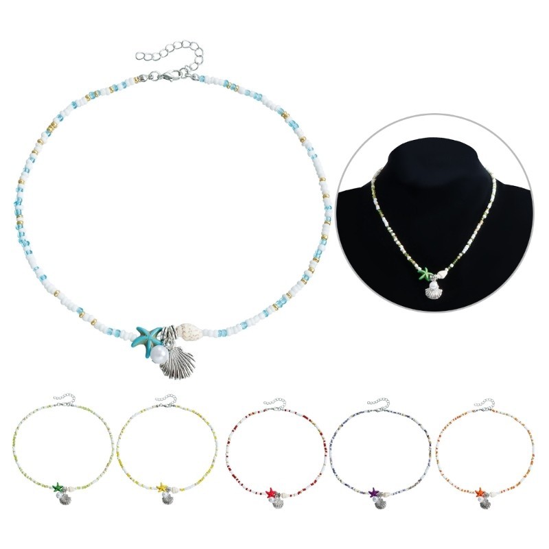 JOY สีสัน Bohemian ปลาดาวสร้อยคอชาติพันธุ์ Bohemian Shell สร้อยคอ Handcrafted Neckchain เครื่องประดั