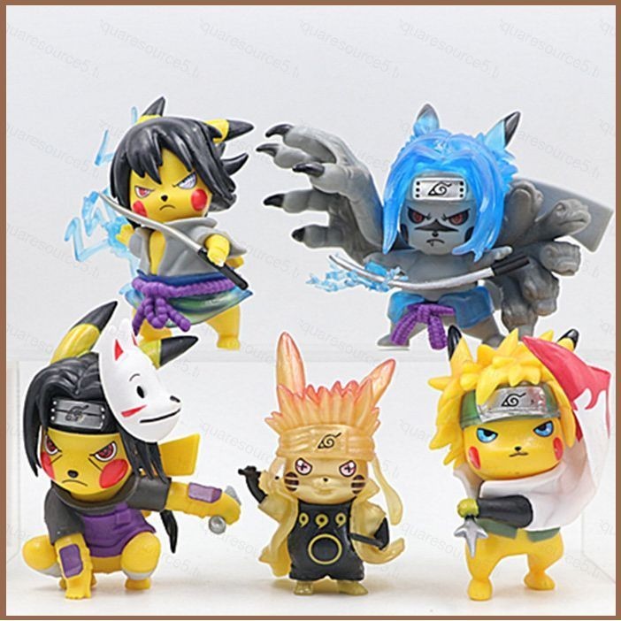 Lg 5 ชิ้น 6 ชิ้น Pikachu Action Figure ชุดกีฬา cos NARUTO และ crayon shin-chan cos Pikachu ตุ๊กตาของเล่นเครื่องประดับ