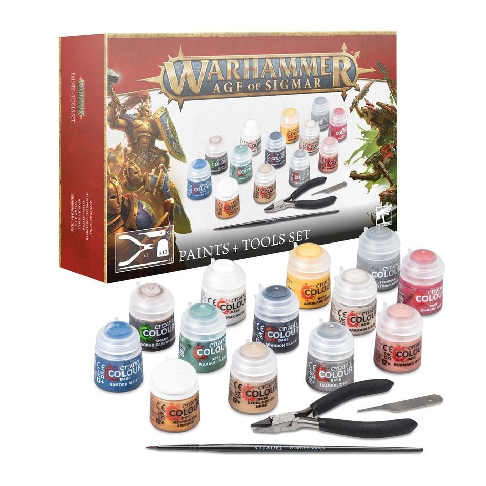 (GW พร้อมส่ง) WARHAMMER AOS: PAINTS + TOOLS SET ชุดเพ้นท์เริ่มต้น